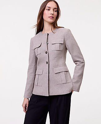 Ann Taylor The Fitted Crew Neck Jacket in Herringbone