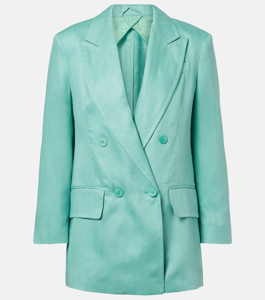 Olimpia double-breasted herringbone linen blazer