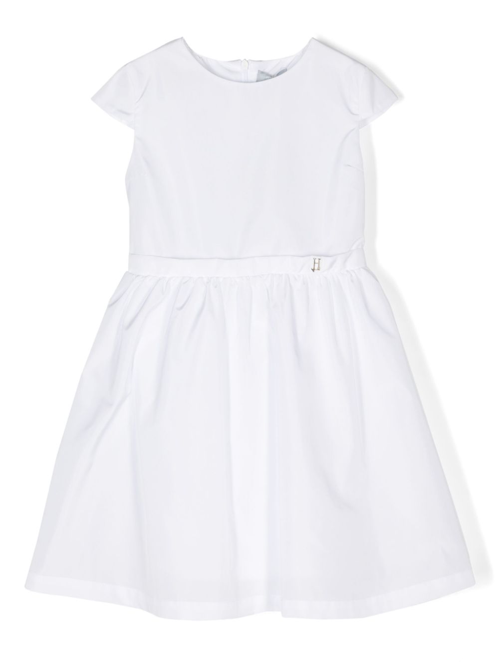 Logo-plaque taffeta dress - White