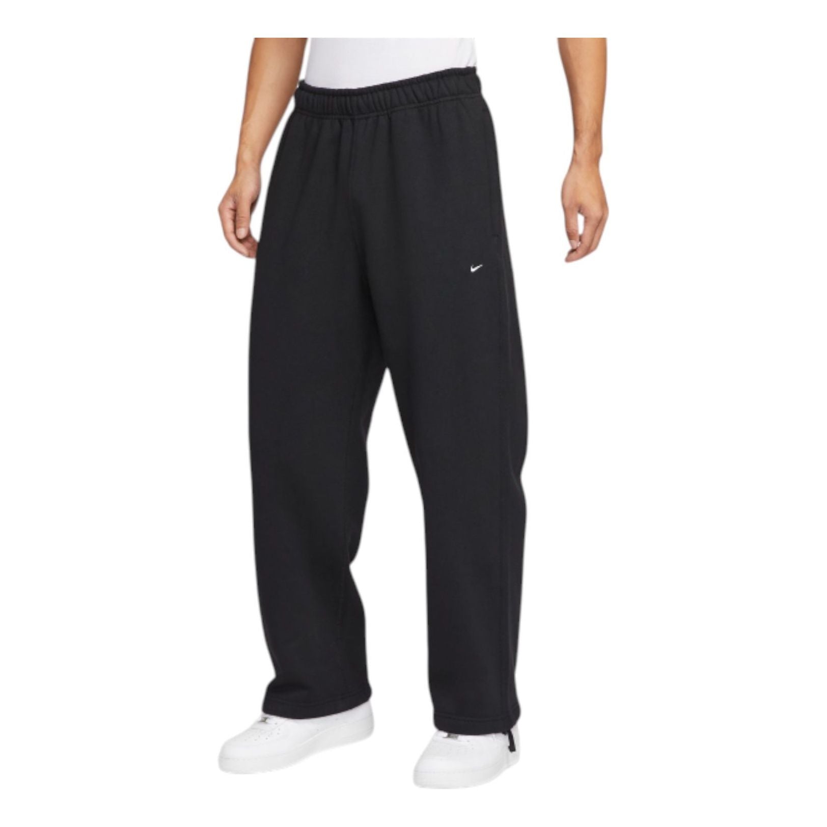 Solo Swoosh Fleece Straight-Leg Trousers 'Black'