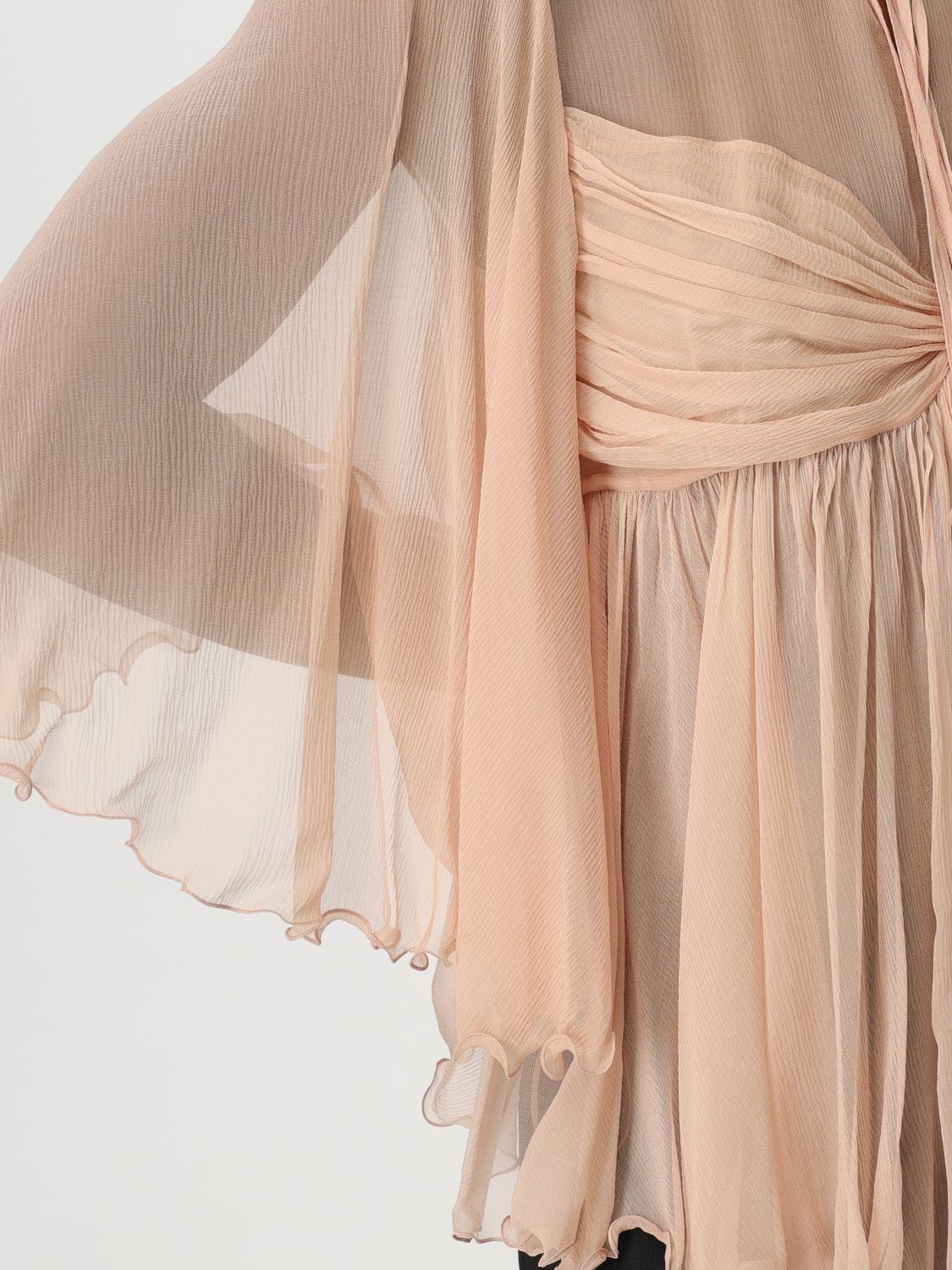 Pleated silk top - Neutrals