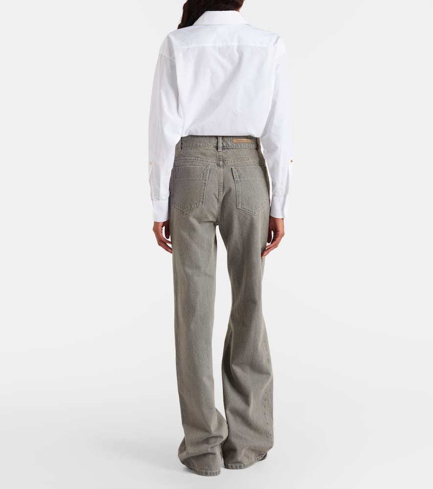 Aere cotton poplin and tulle bodysuit