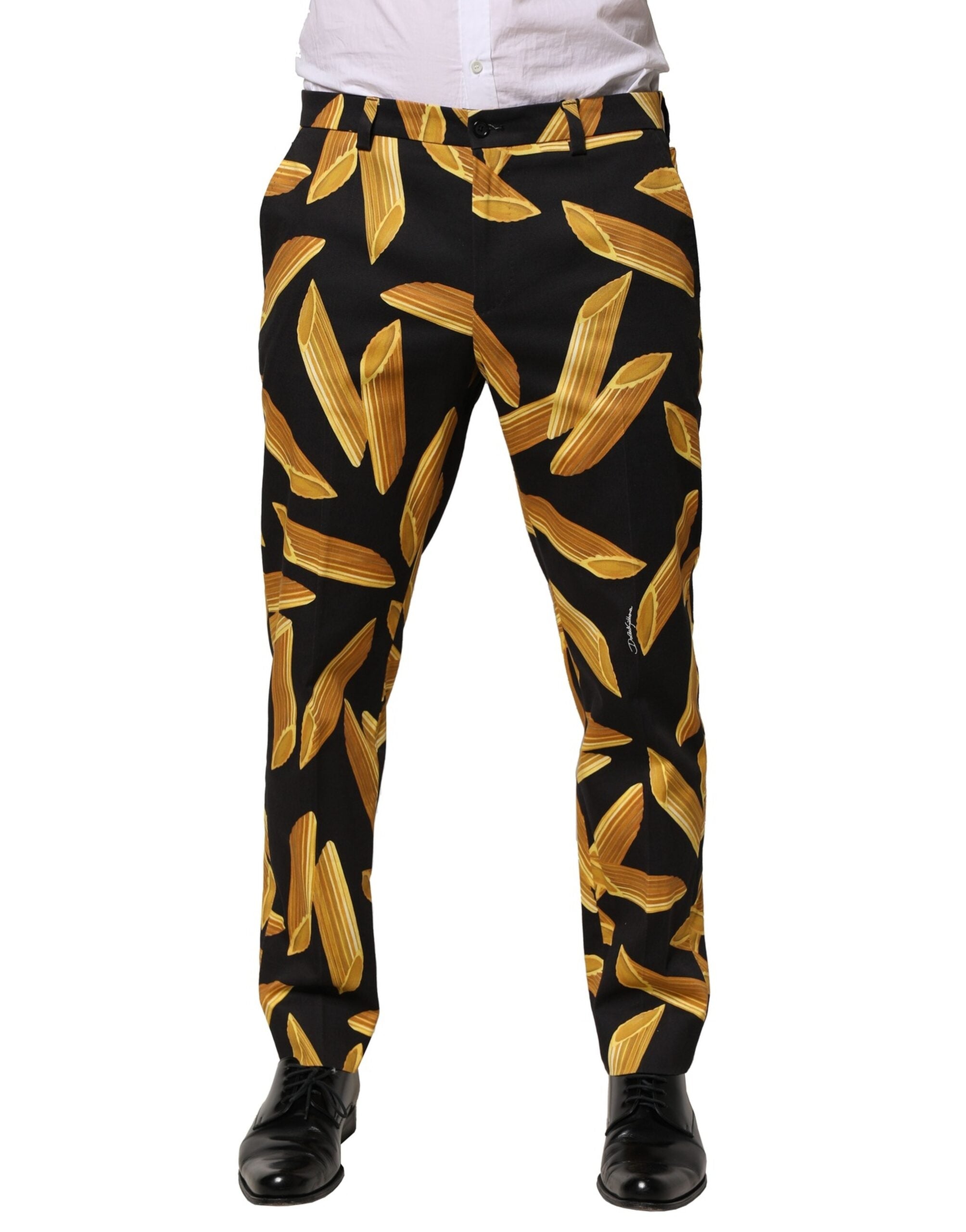Pasta Print Trousers — Black