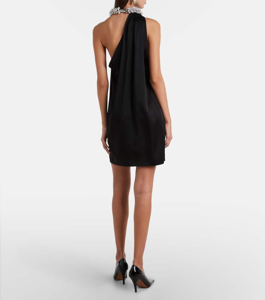 Embellished satin minidress