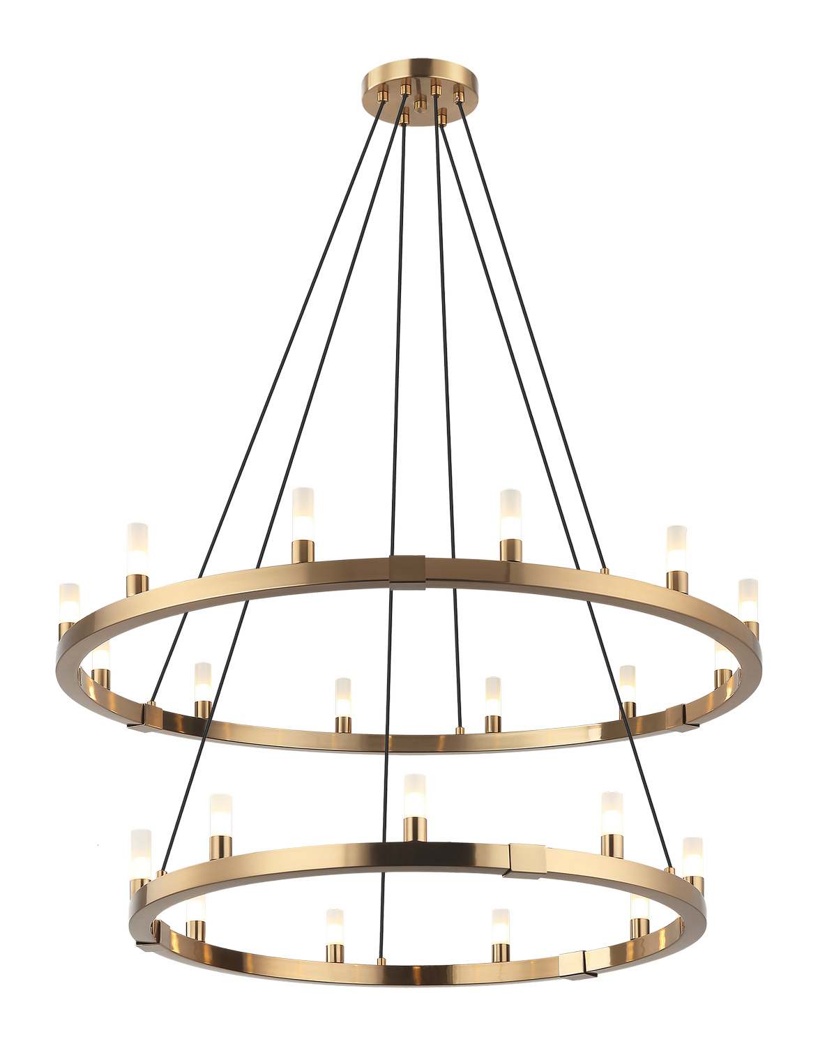 Aged Gold Brass 21 Light Chandelier from the Cascadian Collection