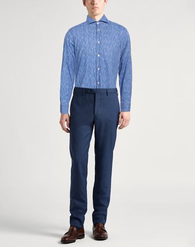 Fedeli Man Shirt Light blue Size 15 Cotton, Elastane