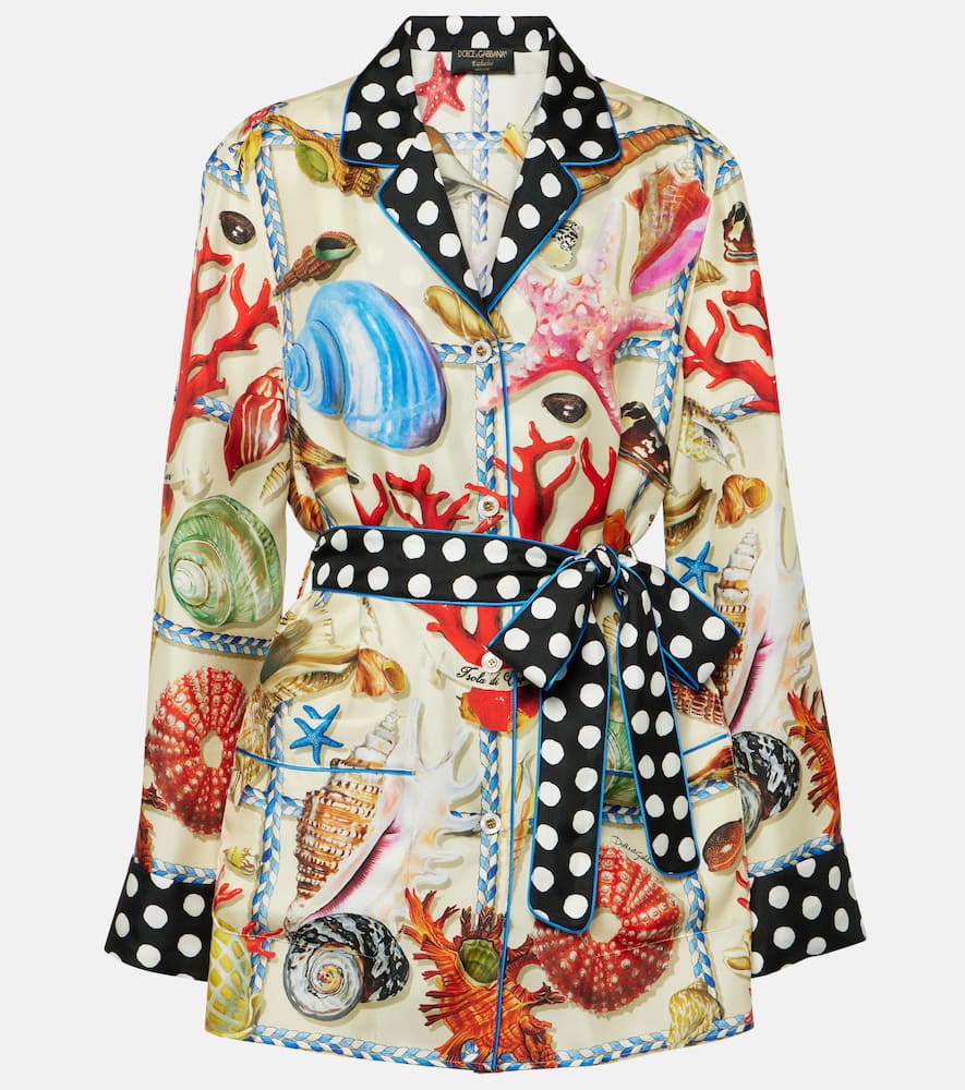 Capri printed silk satin shirt
