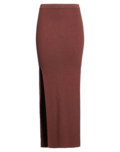 Woman Maxi skirt Dark brown Size XS Virgin Wool, Polyamide, Elastane