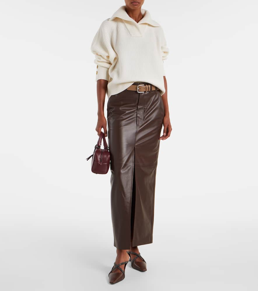 Leather maxi skirt