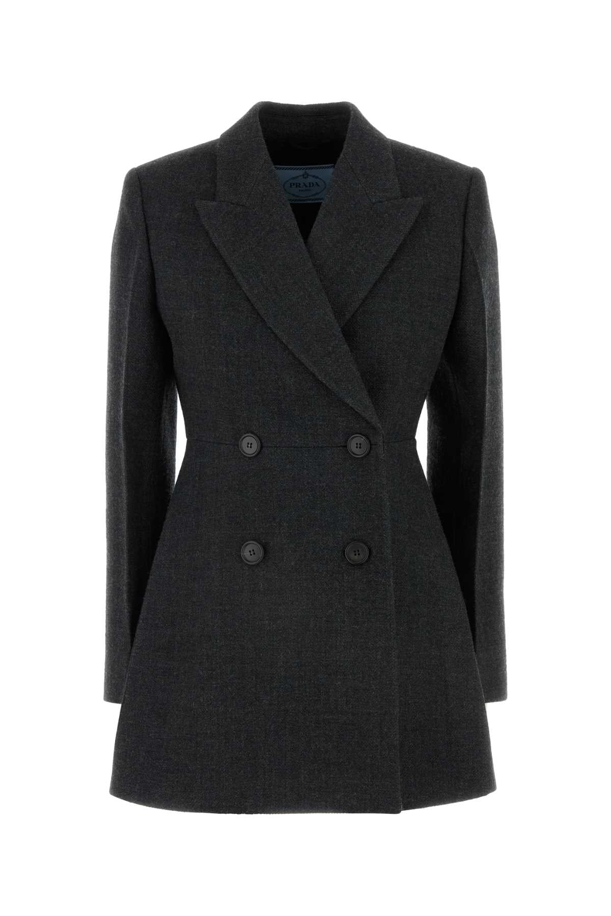 Double-Breasted Wool Blazer — Gray