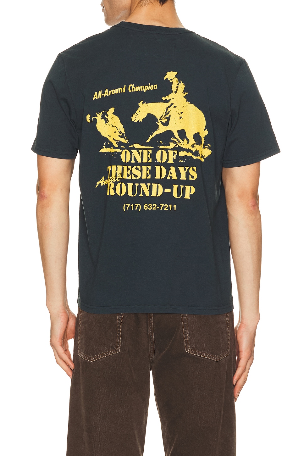ONE OF THESE DAYS Round Up Tshirt in Washed Black - Black. L also in M, S, XL/1X, XXL/2X