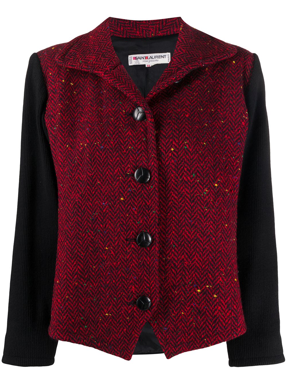 1980s herringbone single-breasted jacket - Black