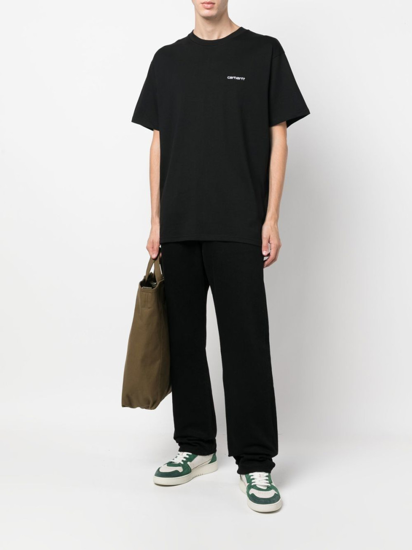 -T-shirt in cotone con logo ricamato-Uomo
