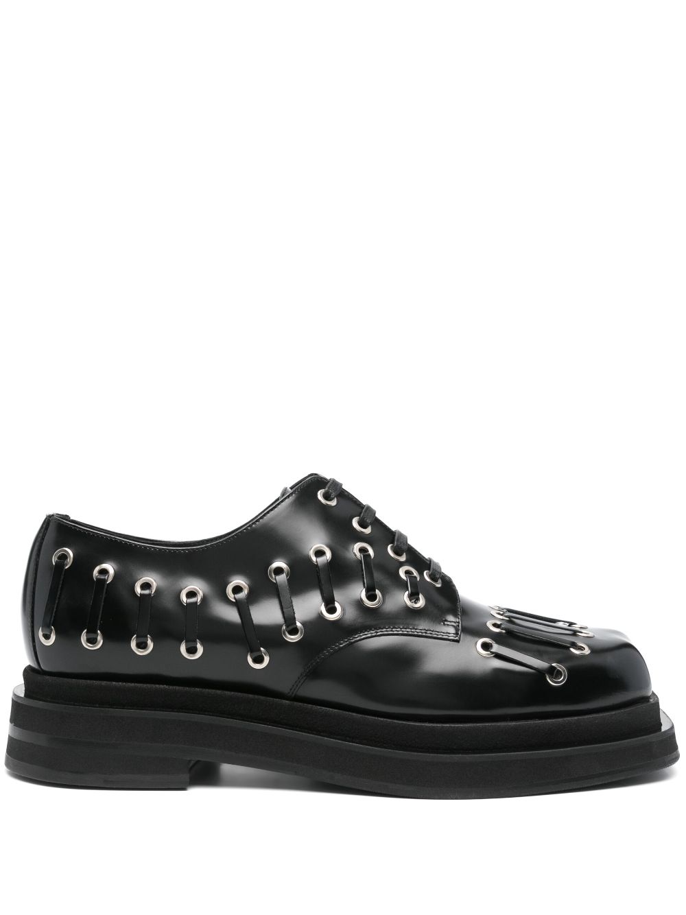 Decorative-stitching Derby shoes - Black