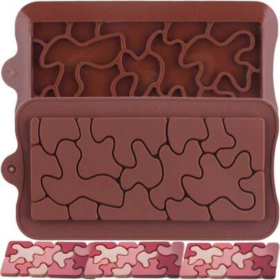 2PCS Break Apart Chocolate Molds Puzzle Silicone Chocolate Mold Protein And Energy Bar Mold