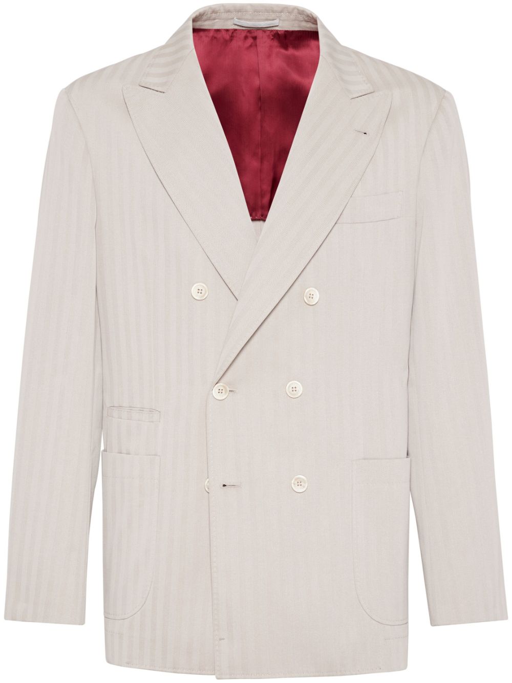 Striped double-breasted blazer - Neutrals
