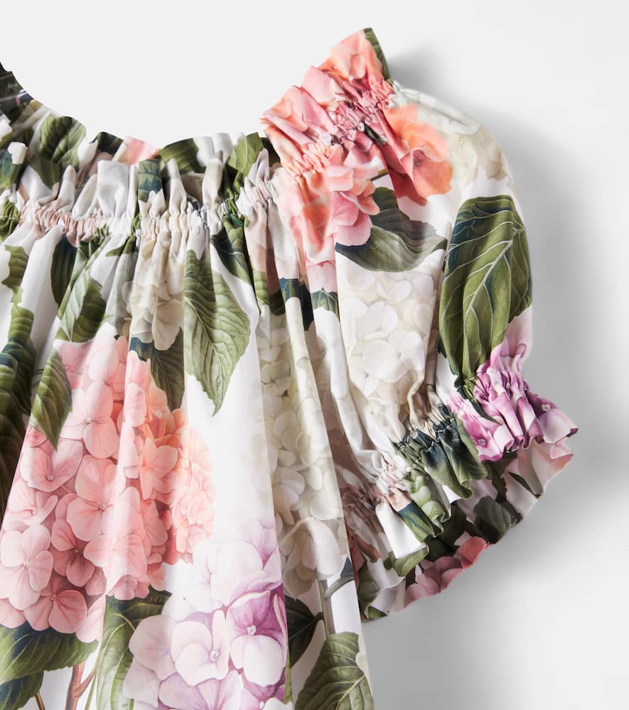 Floral gathered cotton dress