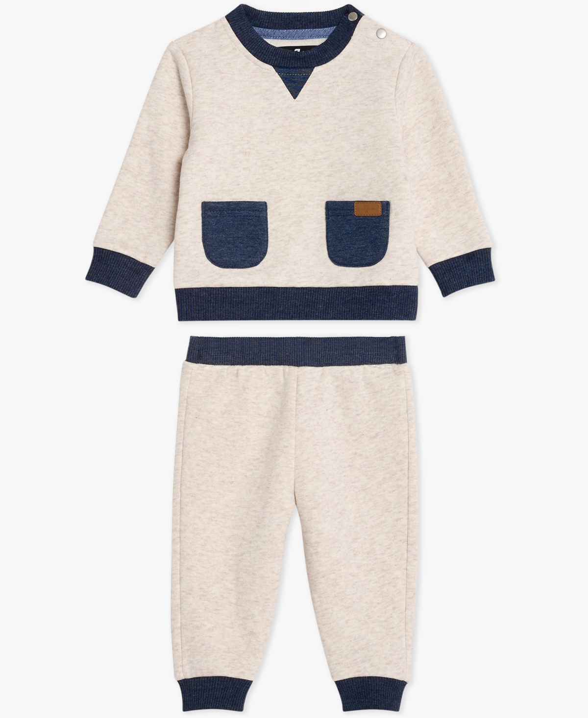 Baby Boys 2-Piece Long Sleeve Sweatshirt and Pants Set - Antique White