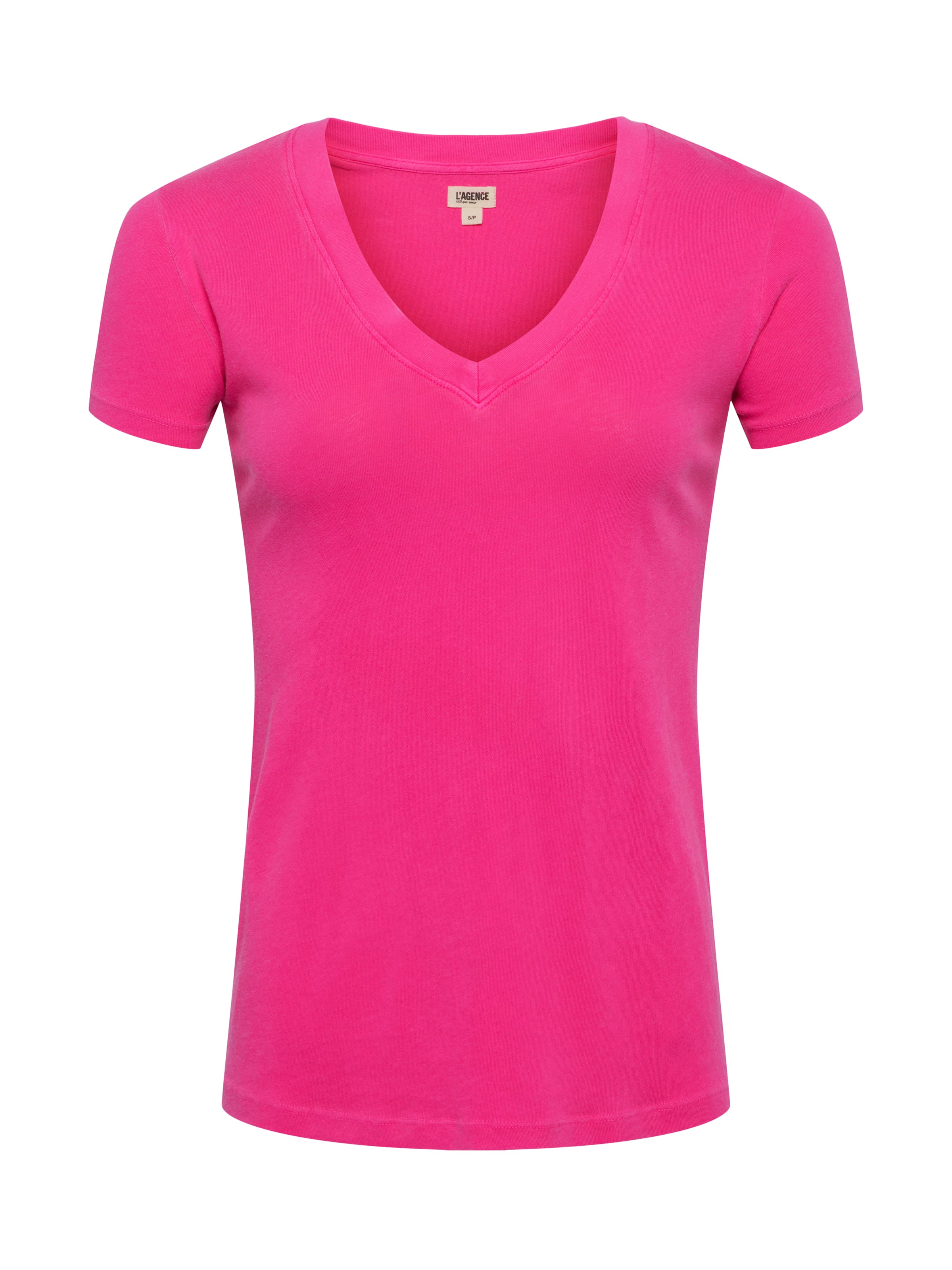 Becca Cotton V-Neck T-Shirt In Pink Glo