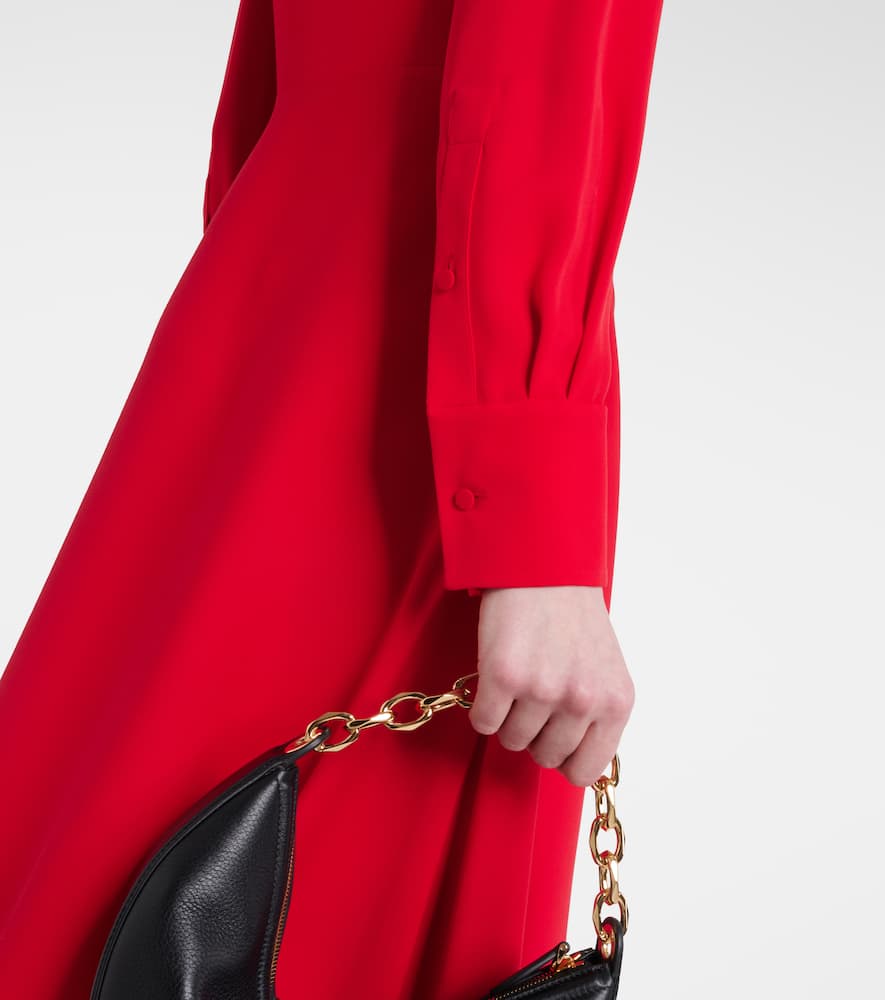 Tie-neck silk midi dress