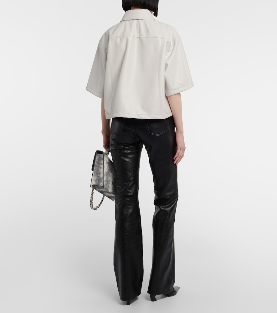 Faux leather overshirt