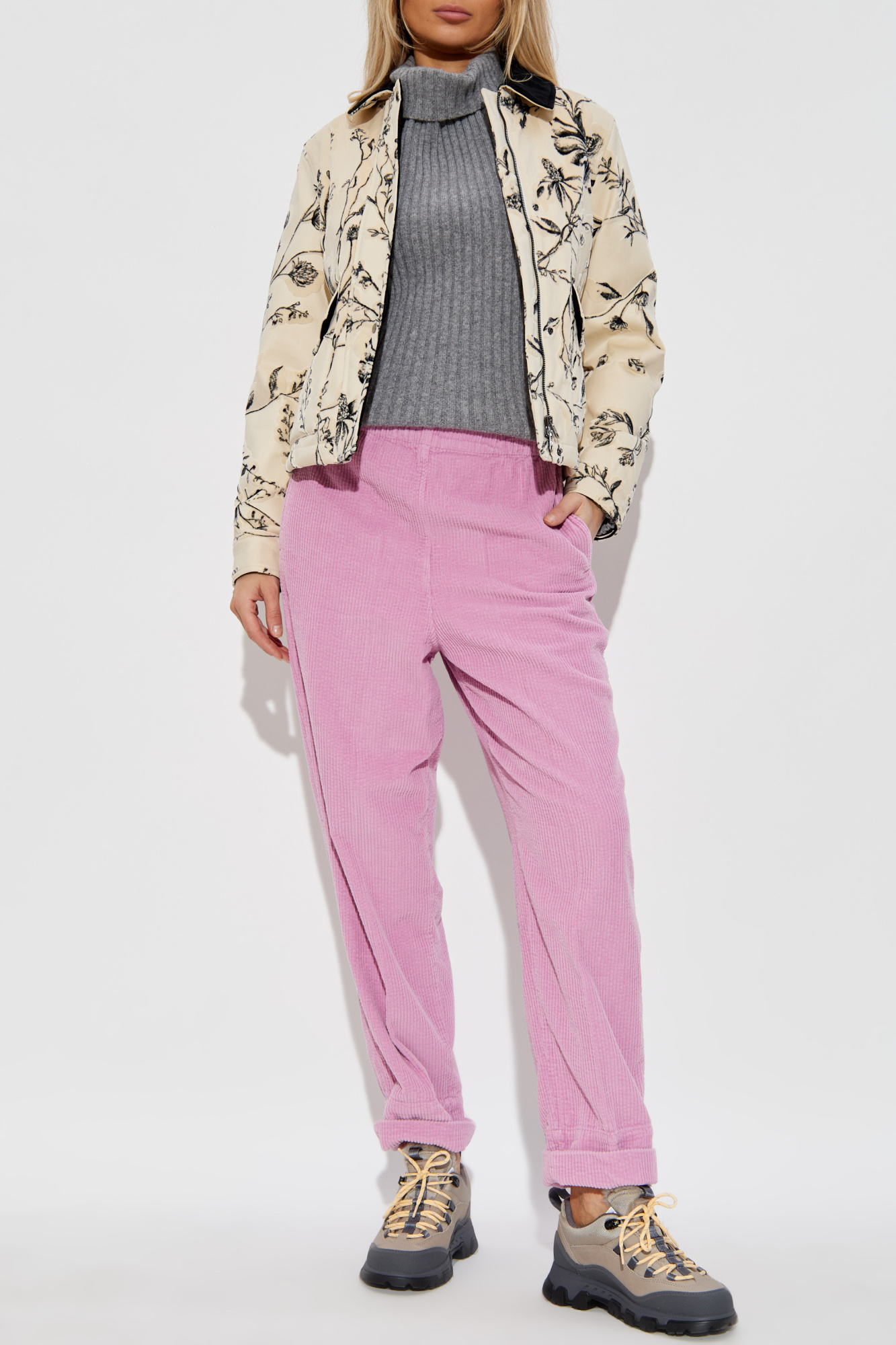 Jacket With Patterned Velvet Finish, Women's, Cream