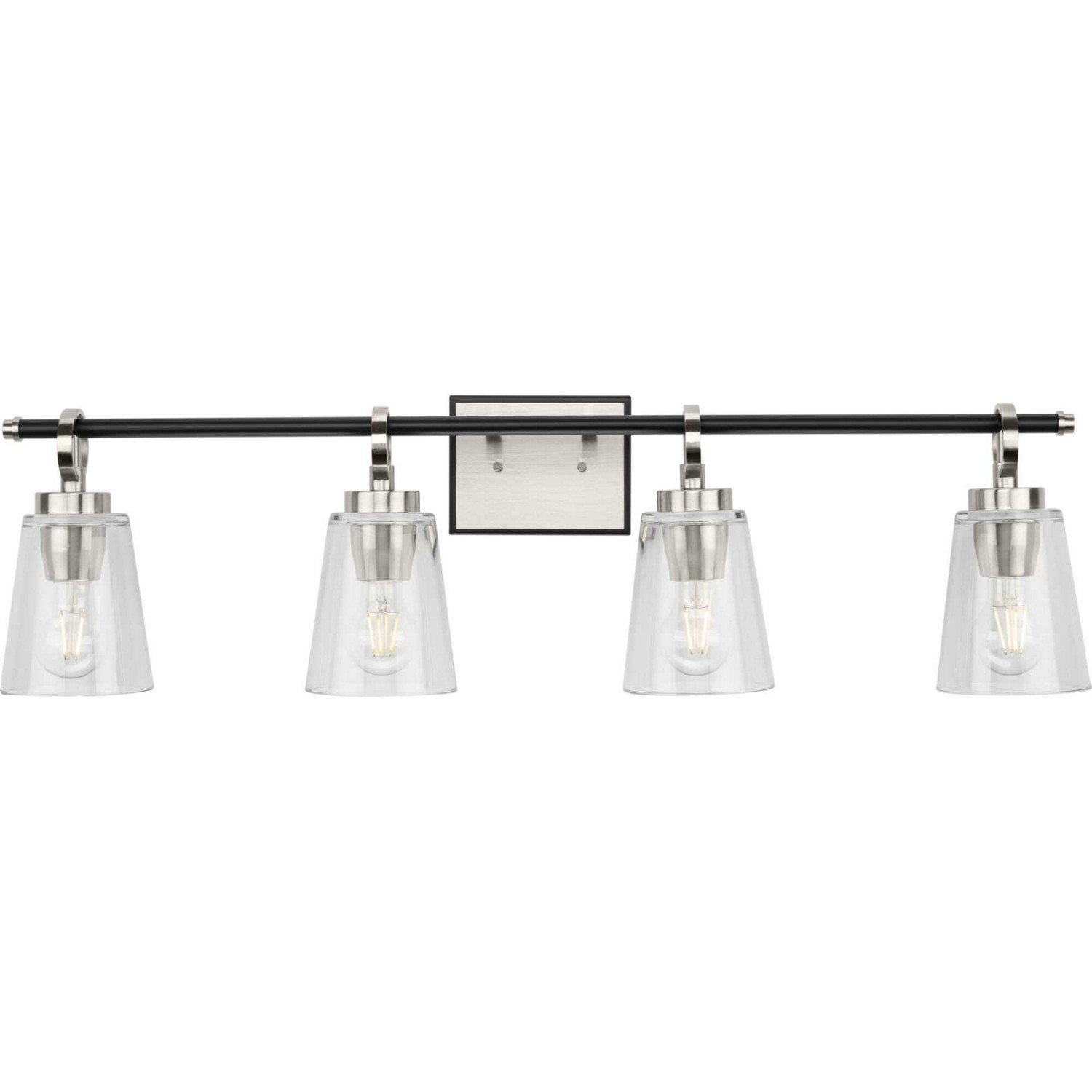 Brushed Nickel Four Light Bath & Vanity from the Cassell Collection