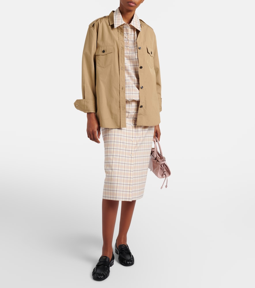 Checked cotton poplin top