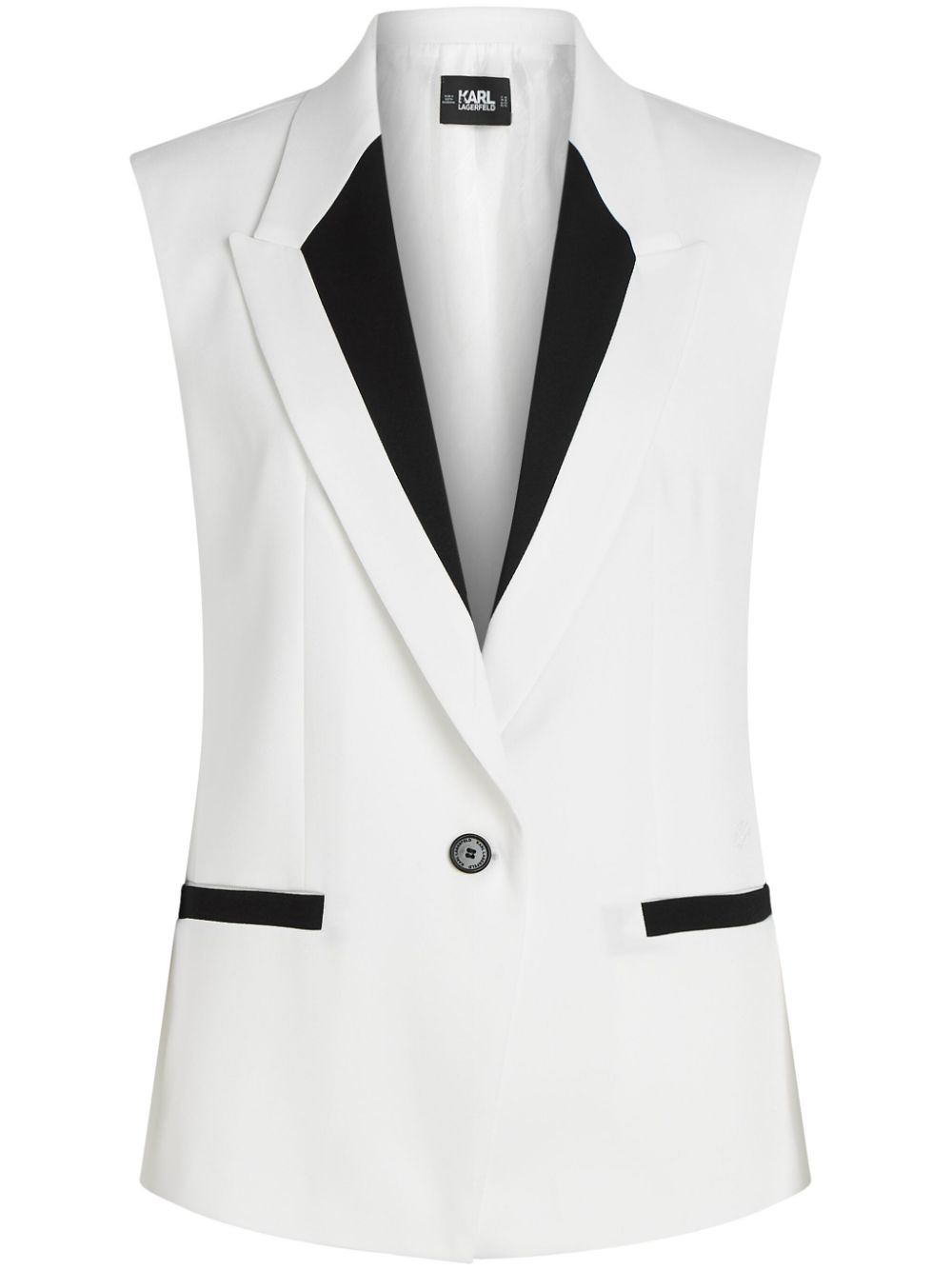 Contrast-lapel tailored gilet - White