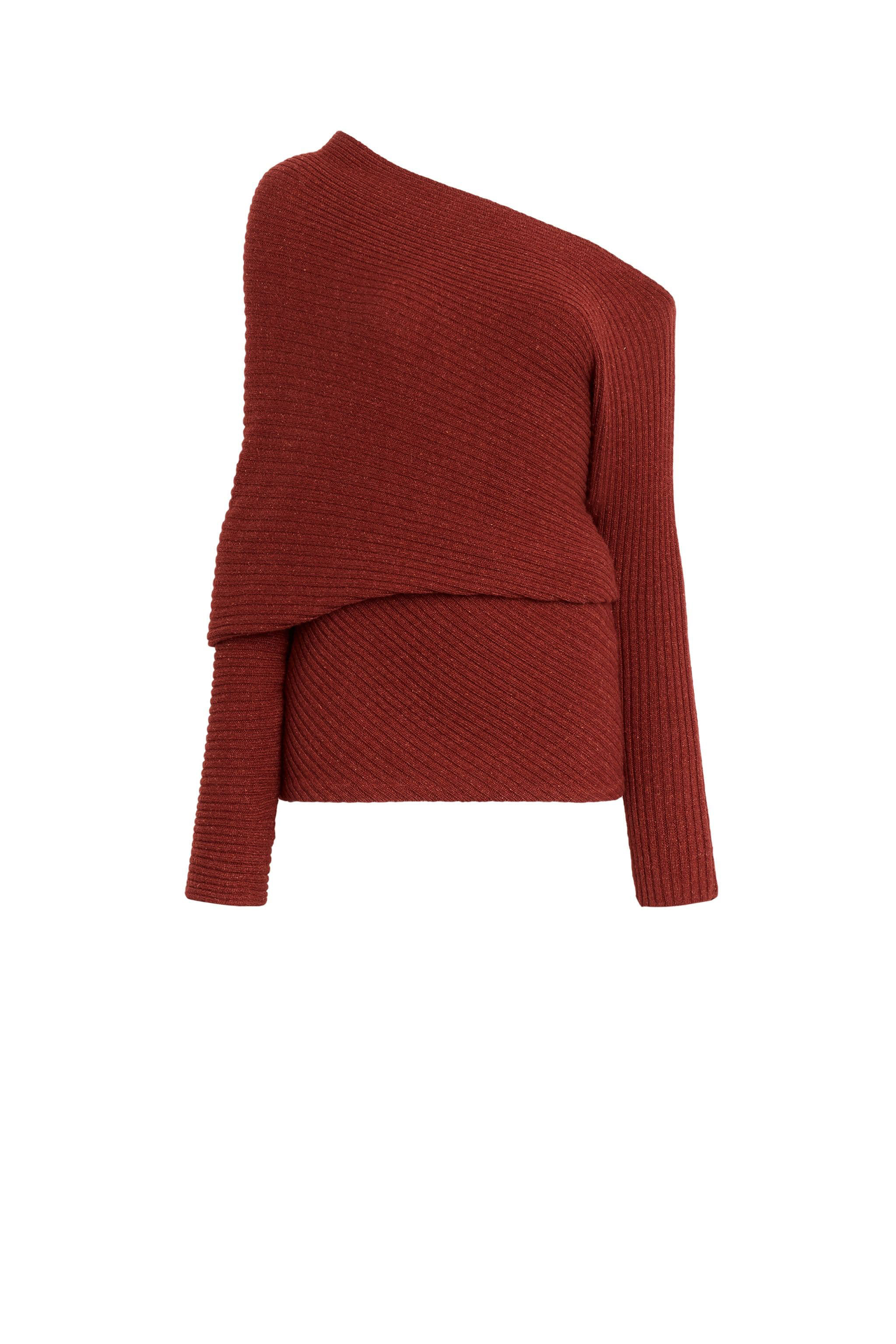 Ercu Draped Rib Knit Sweater