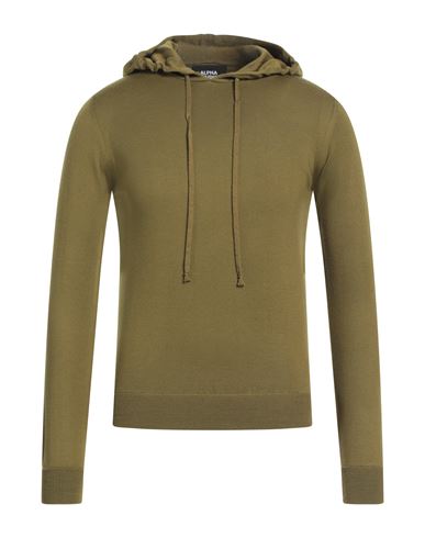 Alpha Studio Man Sweater Military green Size 36 Merino Wool