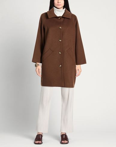 Woman Coat Brown Size 4 Polyester, Viscose, Elastane