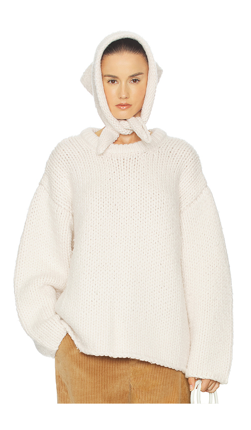 Helsa Kelcey Hand Knit Crewneck in Oat - Beige. M also in XXS, XS