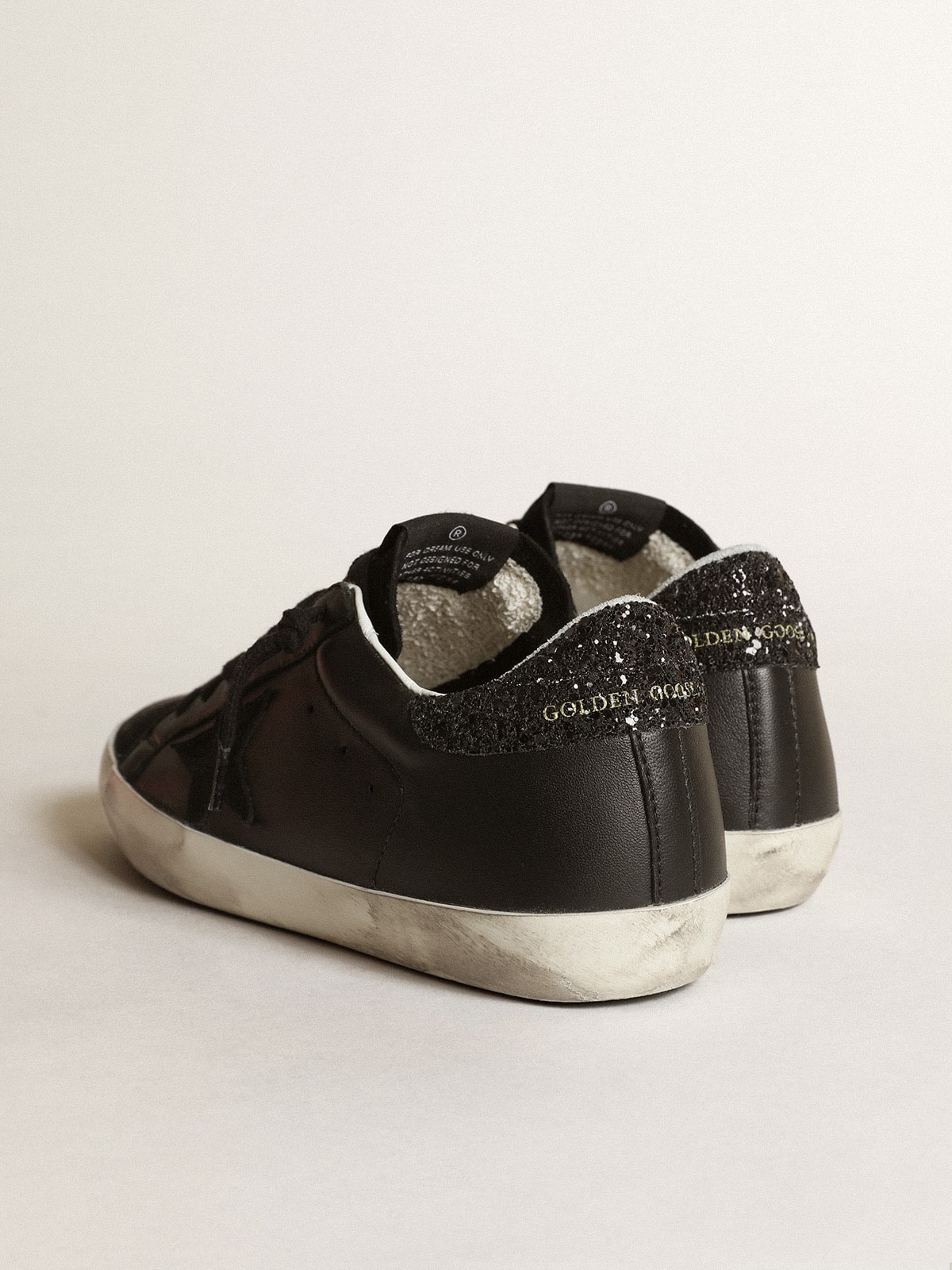 Golden Goose - Women's Super-star In Black Nappa With Black Star And Glitter Heel Tab, Woman