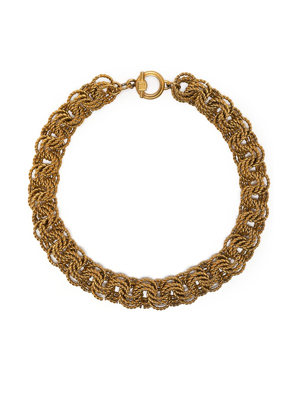1990s textured chain-link short necklace - Gold