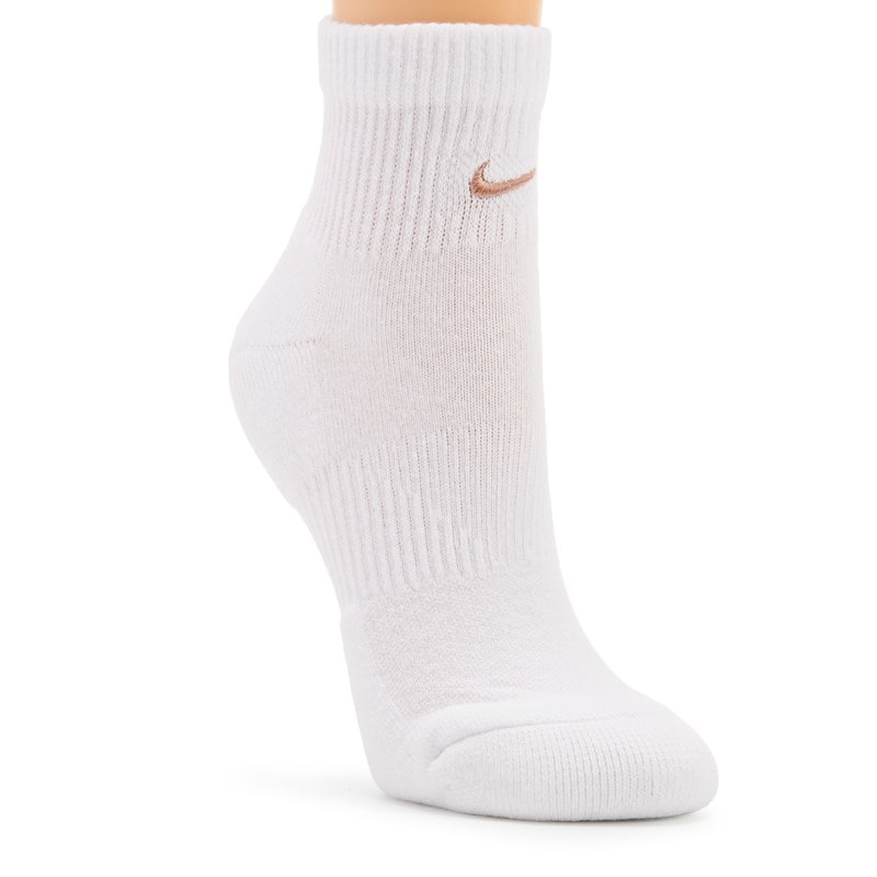 3 Pack Medium Everyday Plus Cushion Script Ankle Socks (White/Pink)