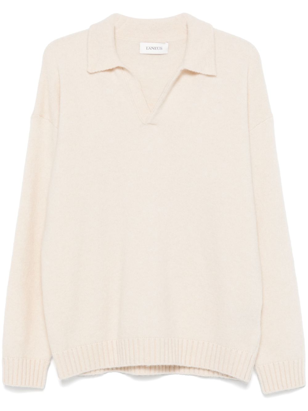 Brushed-finish polo sweater - White