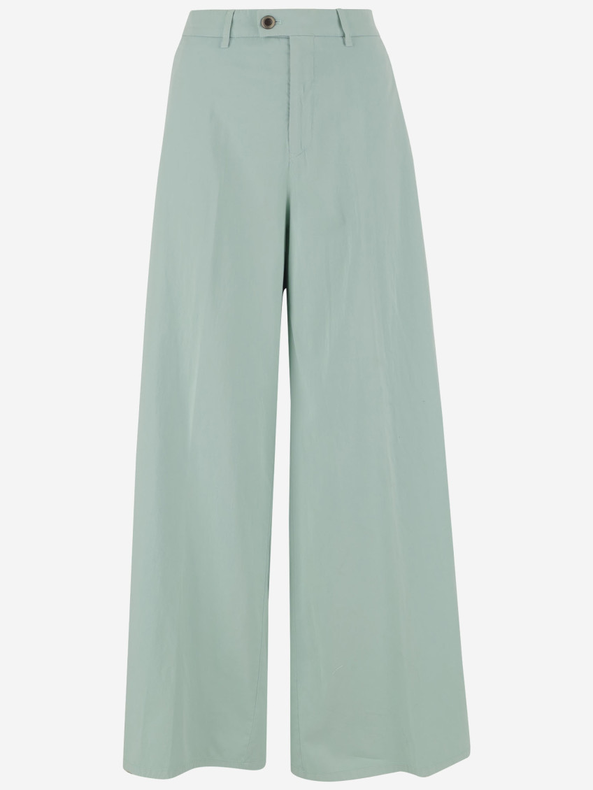 Cotton And Silk Stretch Trousers