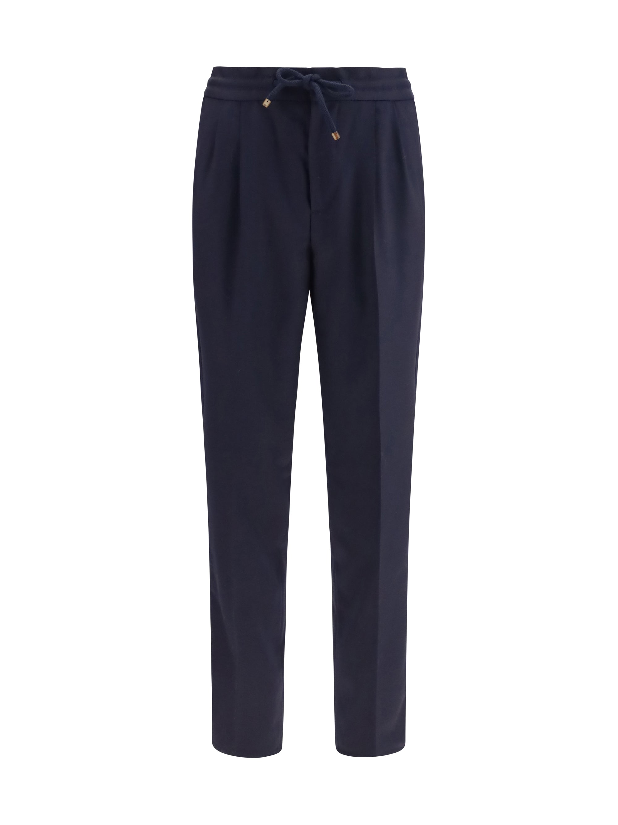 Virgin Wool Fleece Trousers — Navy