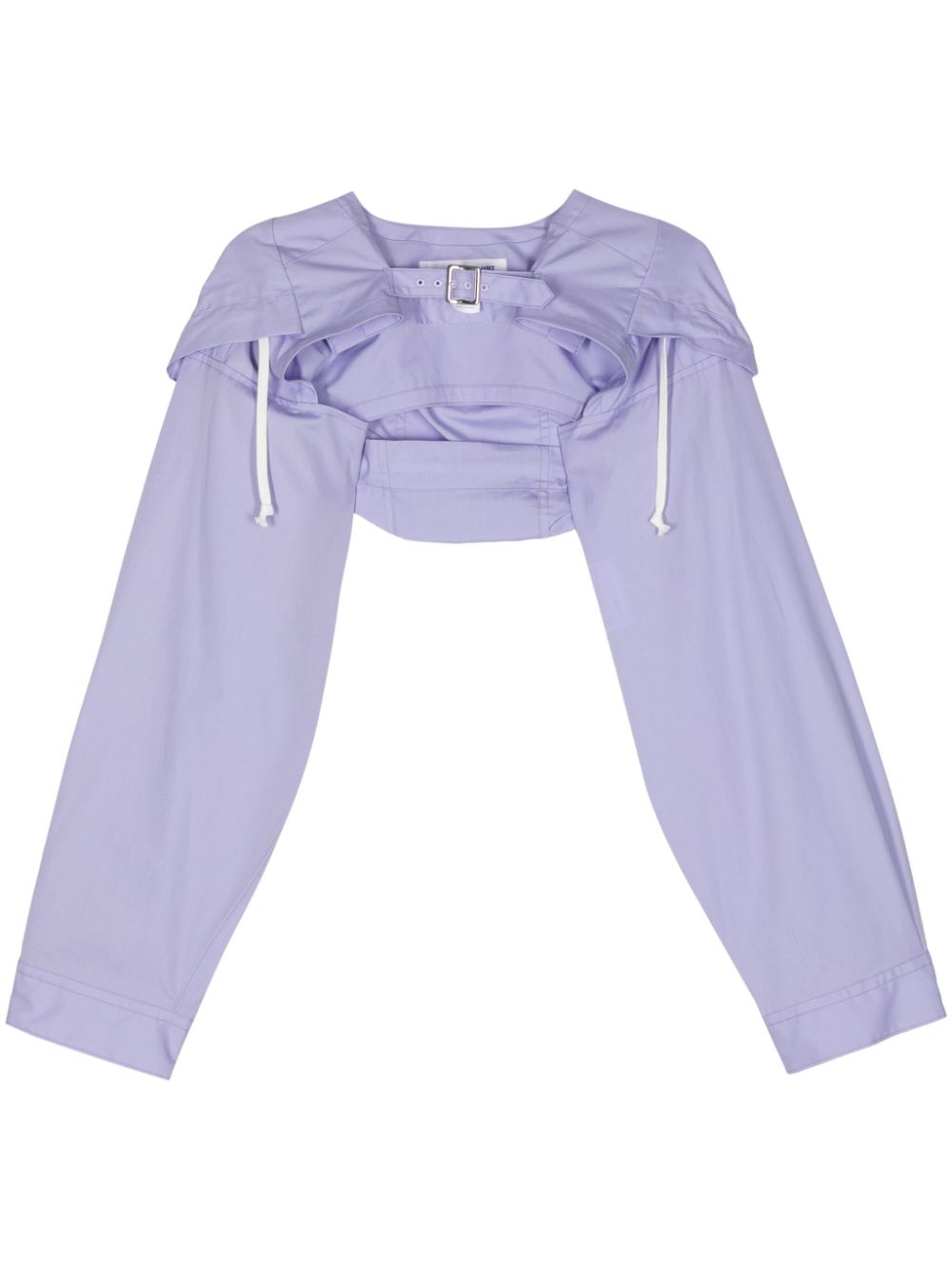 Hooded cropped cotton jacket - Purple