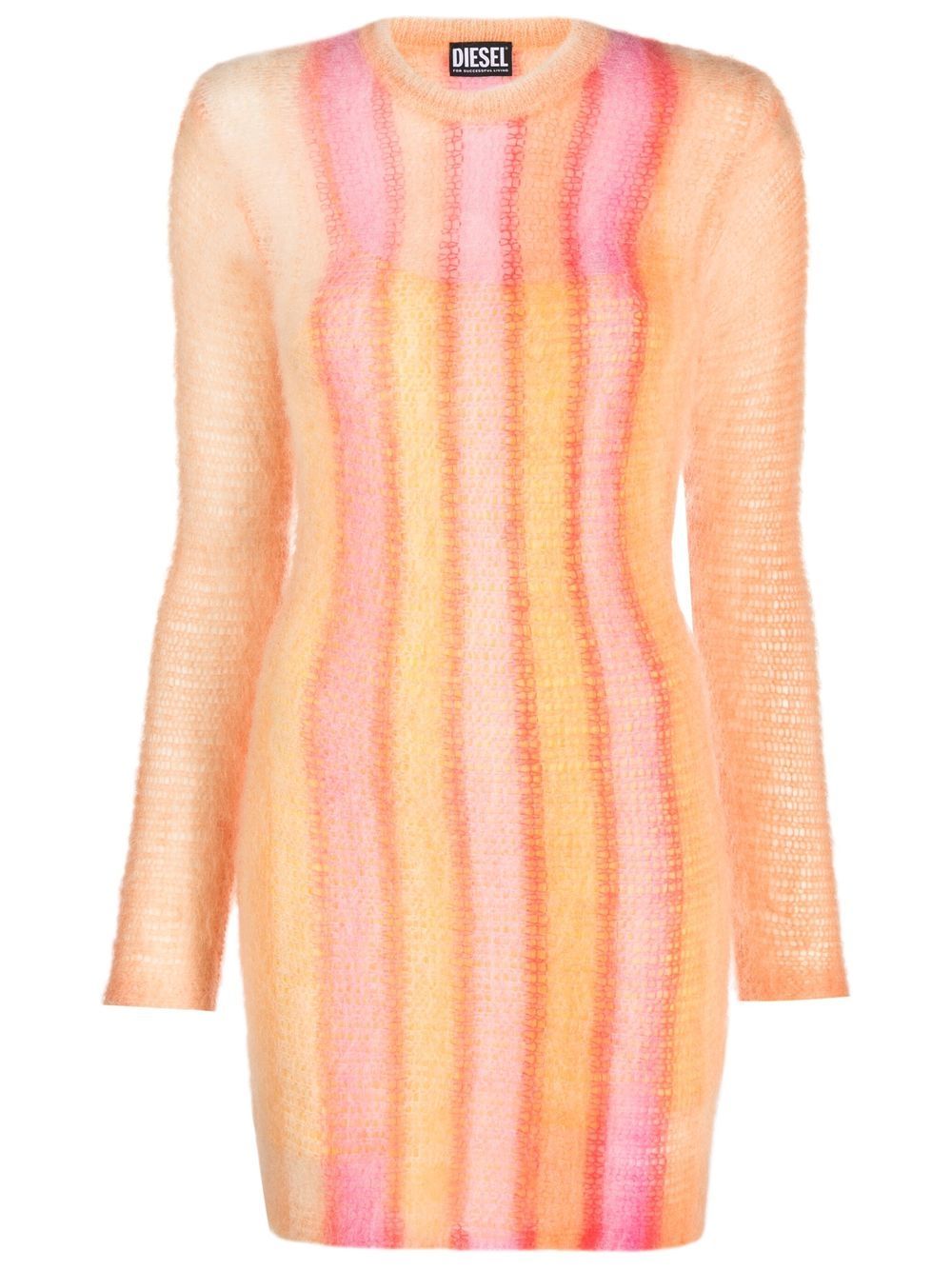 Striped-knit bodycon dress - Orange