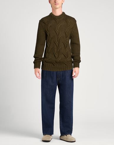 Man Sweater Military green Size 40 Wool, Alpaca wool
