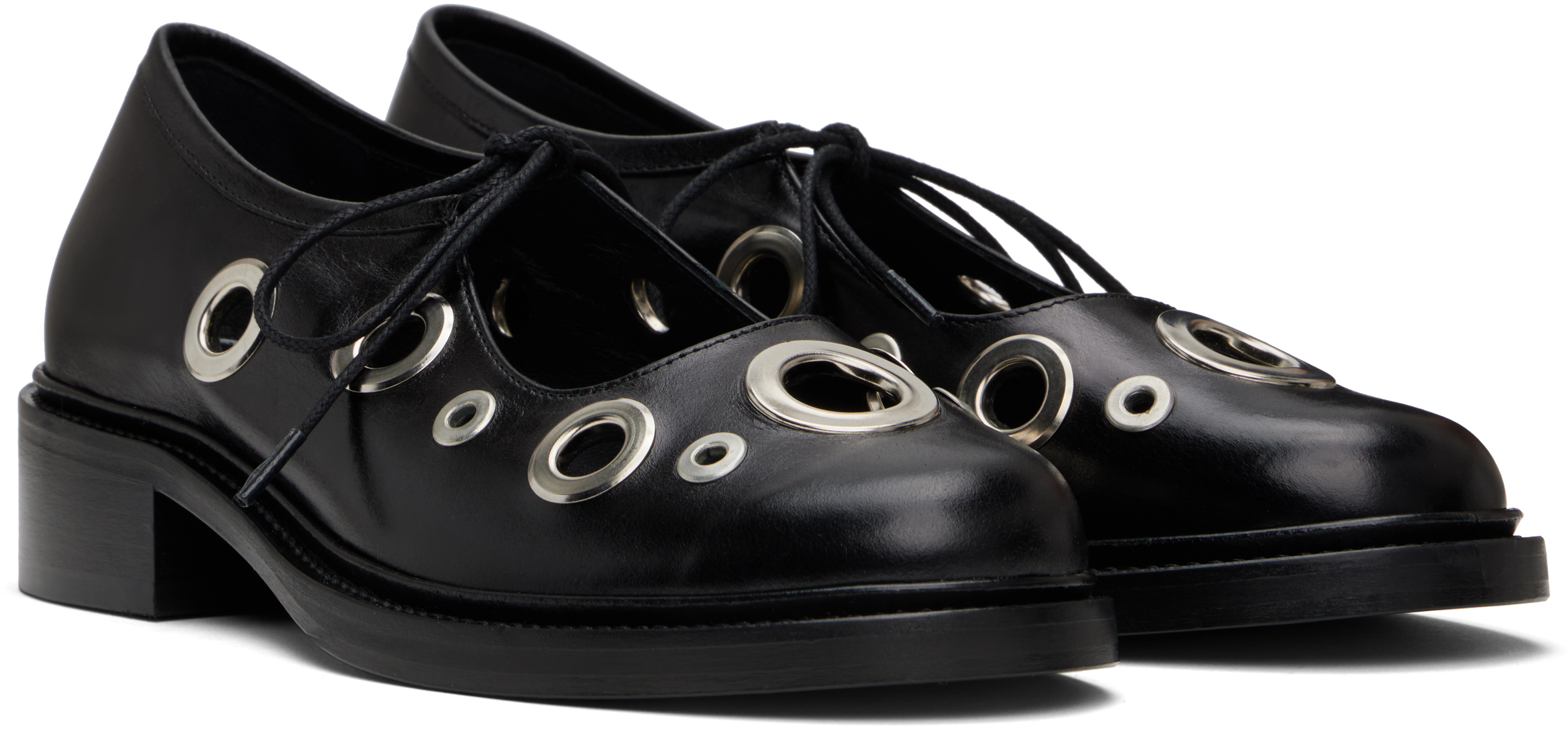 Nicole Saldaña Black Fabiana Eyelet Loafers