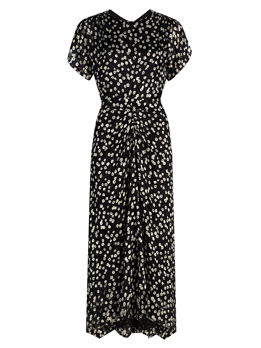 Women's Herva Floral Cinched Midi-Dress - Black Ecru