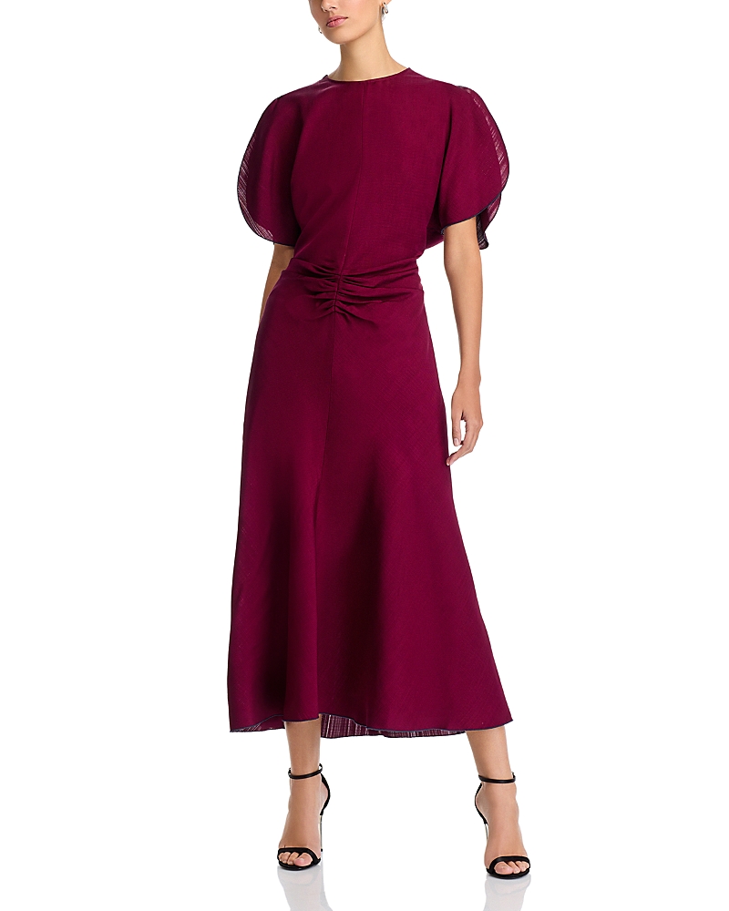 Gathered-detail midi dress