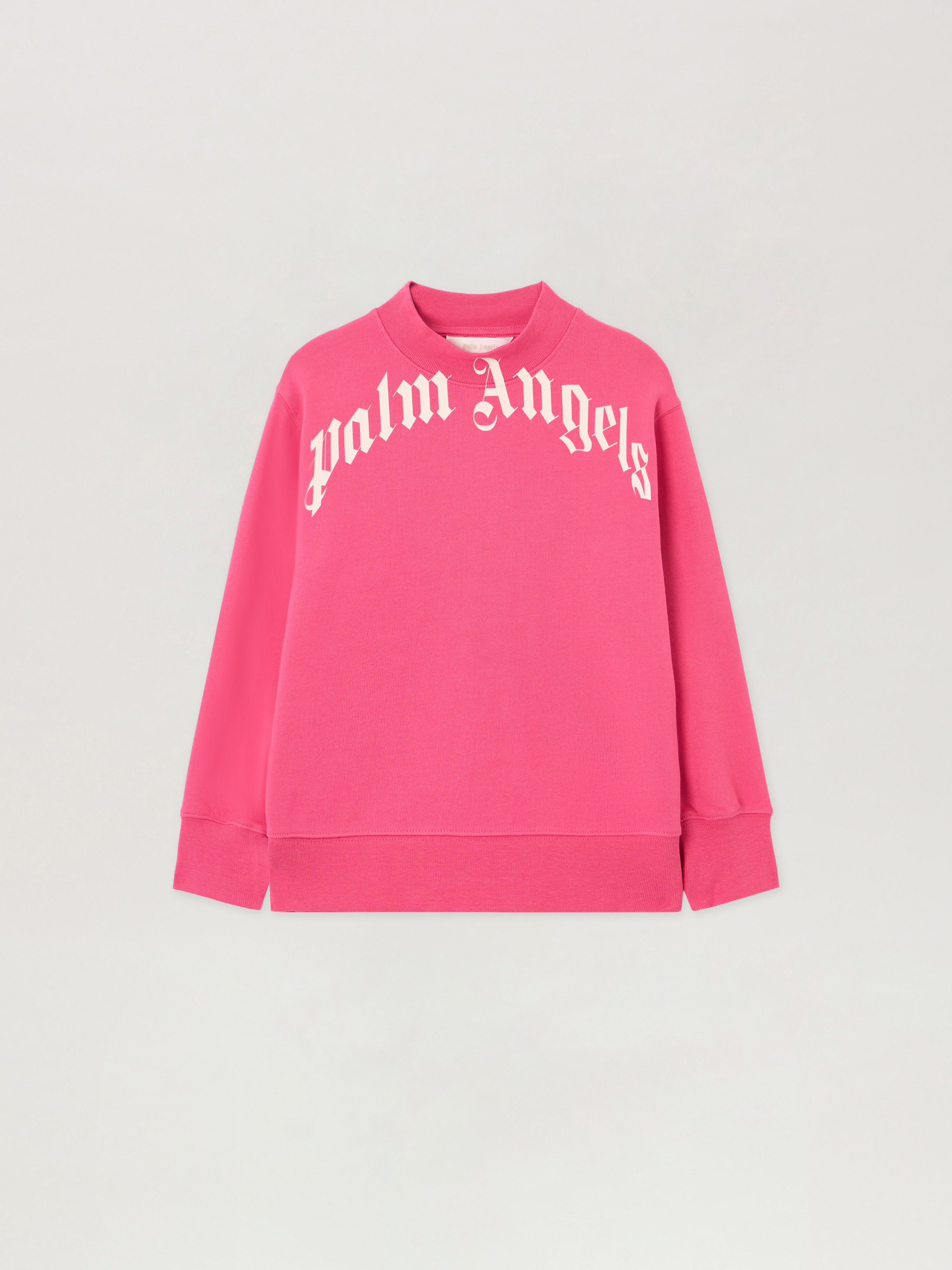 Curved Logo. Crewneck Kids  Fucsia/fuchsia