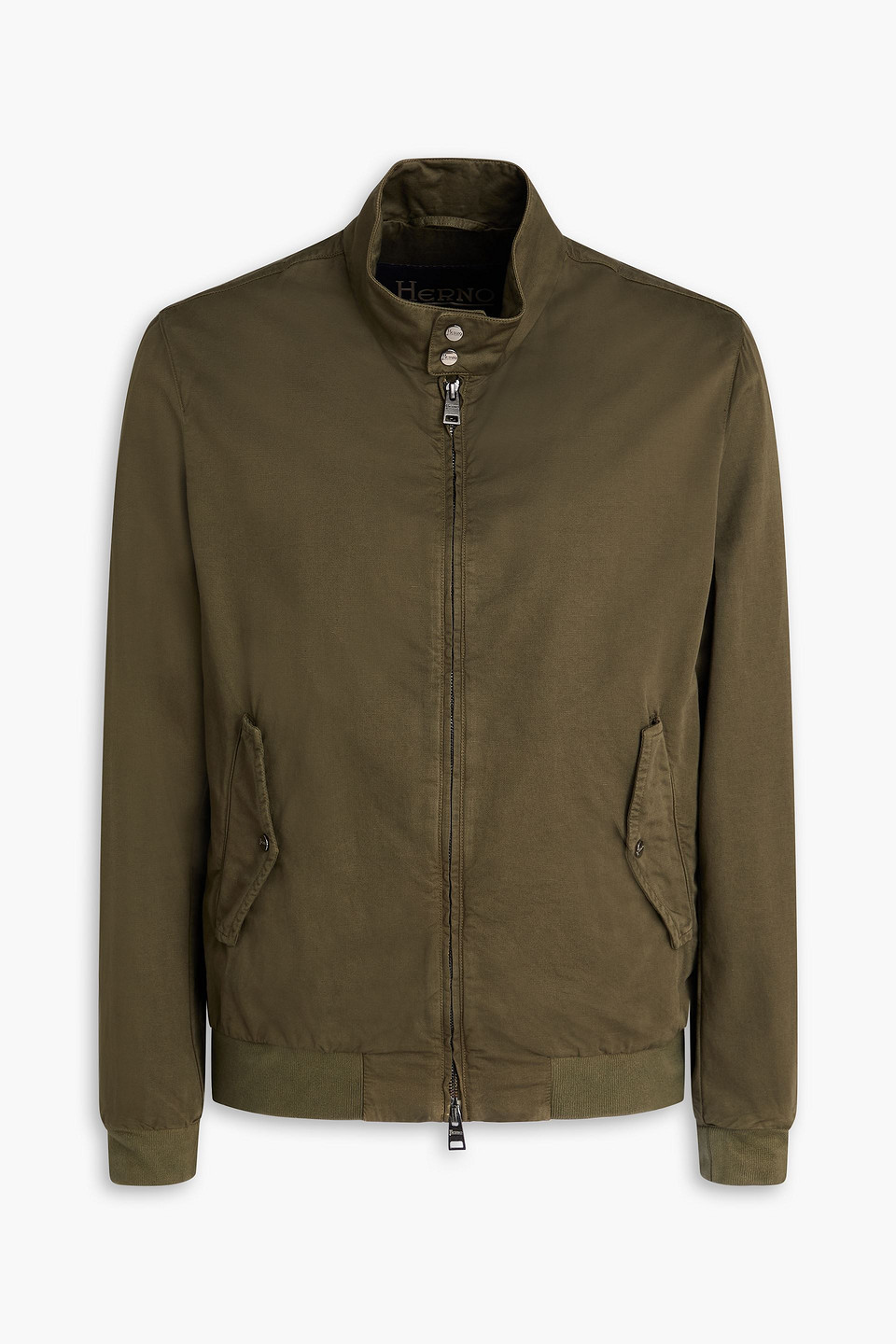 Cotton and linen-blend bomber jacket - Green - IT 46