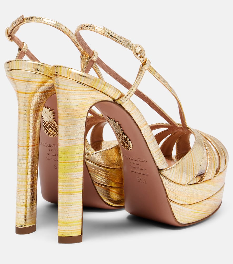 Aimée 130 metallic leather platform sandals