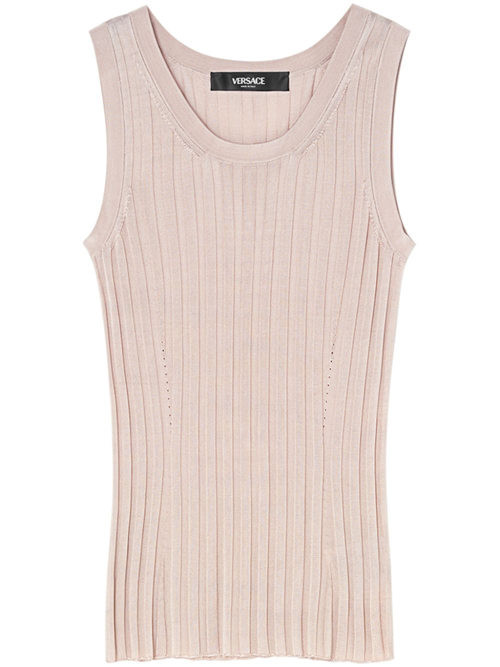 Medusa-plaque ribbed tank top - Neutrals
