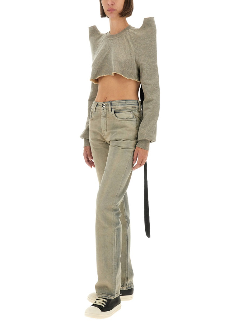 Grey Crew Neck Cropped Sweatshirt